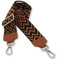 BRISE Taschengurt für Damen & Herren, 5cm Breiter Schultergurt, Verstellbarer 80-130 cm Taschenriemen aus Polyesterstoff und Leder, Stylischer Riemen mit 360 Drehbarer Kopf (Zickzack - Cognac Braun)