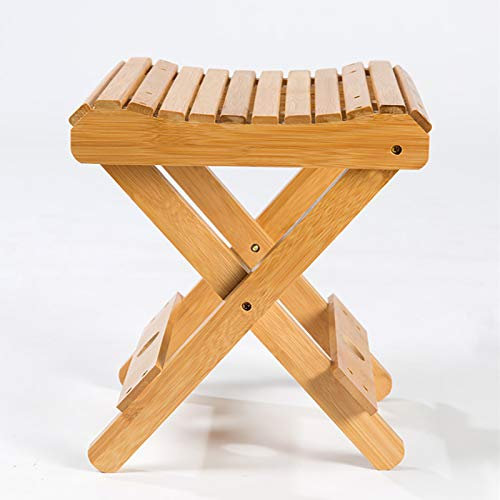Tabouret Pliant en Bois de Bambou, Siège Portable, Escabeau Multifonctionnel pour Salle de Bain et Douche, Tabouret Carré(#1)