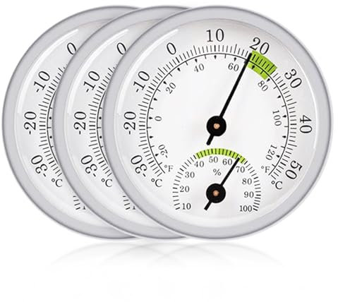 3 Stück Hygrometer Thermometer:2in1 Präzisions Thermo-Hygrometer Luftfeuchtigkeitsmesser Innen mit Farbigen, Komfortzonen Hygrometer Analog Zimmerthermometer zur Innen und Außen Raumklimakontrolle (A)