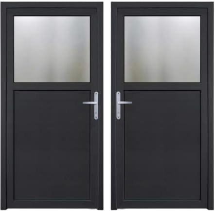 HORI® Kellertür Haustür aus Kunststoff Nebeneingangstür Komplettset Hauseingangstür weiß/anthrazit I Farbe: anthrazit (innen weiß) I DIN rechts I Modell: Türgriff I 198 x 88 cm