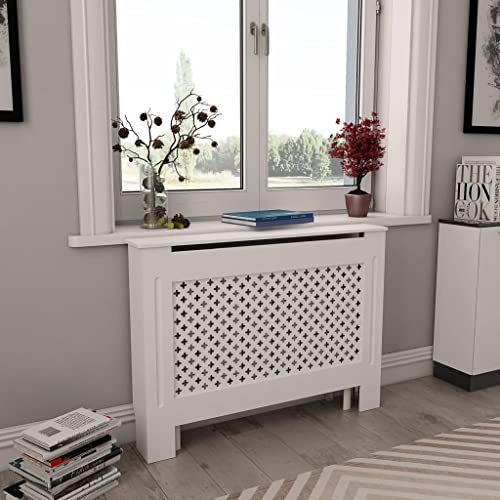 RAUGAJ Household Appliance Accessories,Heating Radiator Accessories,Radiator Covers 2 pcs White 112x19x81.5 cm MDF