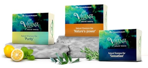 Vilana Natural Beauty Natural Shampoo Bar 3x70g Nature’s Power, Purity& Sensation Shampoo Bar,Vega.