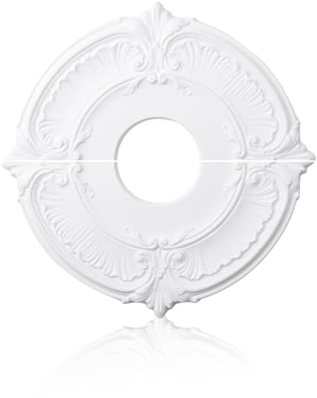 INCREWAY 1Pack Split Lighting PU Ceiling Medallion Ceiling Cover Plate Ceiling Fan Medallion Home for Light Fixtures Ceiling Light Trim, 12 Inch OD x 3.5 Inch ID