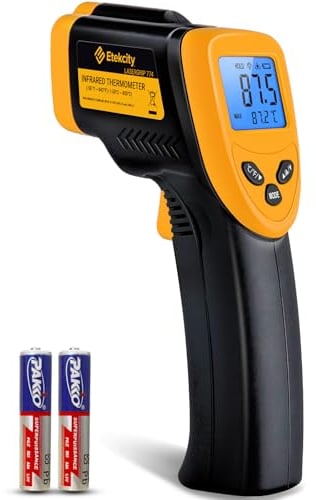 Etekcity Infrarot-Thermometer, Temperaturmessgerät -50°C bis +450°C - digital Laser Infrarot Thermometer für Küche, Pizzaofen, Grill, Backen - Nicht für Menschen - Gelb/Schwarz