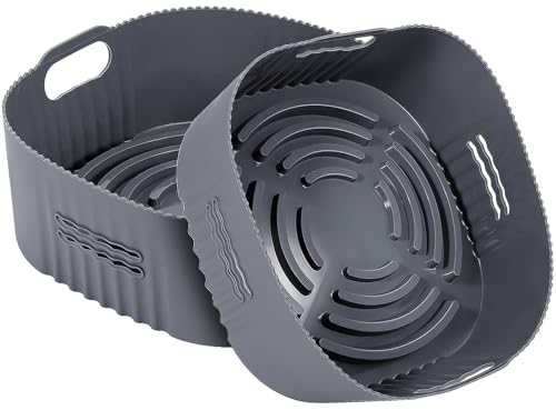 YINGRACE 22CM Silikonform für Heißluftfritteuse, 2PCS Airfryer Zubehör XXL Silikon Backform für Philips XXL 7,2L, 8,3L, COSORI 5,5L, Wiederverwendbar anstelle Backpapier für Heißluftfritteuse Zubehör