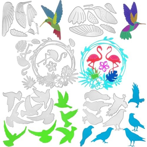 5 x Vogel-Stanzformen für Kartenherstellung, AIFUDA Tier-Metall-Stanzformen Kolibri-Stanzformen für Kartenherstellung, Zubehör, Scrapbooking, Alben, Basteln