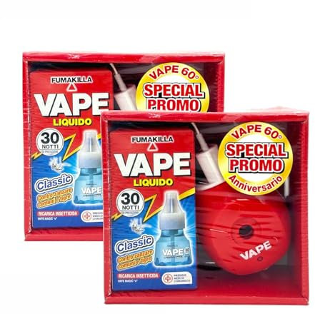 Vape Zanzare Diffusore Elettrico con Ricarica Liquida 30 Notti Classic Limited Edition 18Ml (2 Unità)