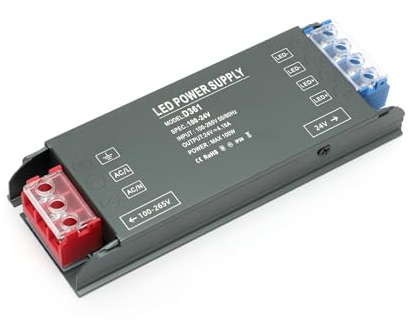 LOMUG LED Netzteil 24V 100W, Trafo Transformator 220 230 Volt AC auf 24 DC,Konstantspannung 24V mit Metallgehäuse 2 Ausgängen, Auf 24 Gleichstrom, DC Schaltnetzteil für Niedervolt LED Lampen Streifen