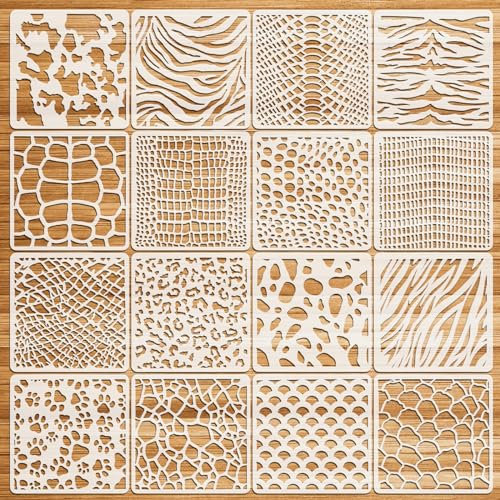 OOTSR 16 Plantillas para Pintar Reutilizable, 15,2cm Stencil Plantillas Estampado Animal Manualidades, para Lienzo Madera Muebles Suelos, Niños DIY Pintar