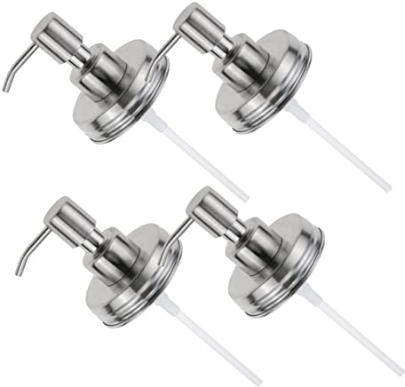 PENGYONBR 4pcs Foaming Soap Pump Mason Jar Pump Lid Lotion Dispenser Head Soap Dispenser Pump Replacement Shampoo Pump Dispenser Soap Bottle Pumps Glass Bottle Cap 16oz Pp Stainless Steel/246