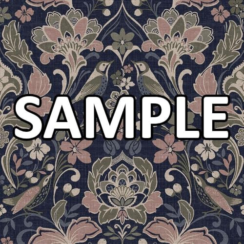 World of Wallpaper Folk Themed Birds Floral Patterned Matte Finish Textured Wallpaper Sample for Living Room and Bedroom - Navy Blue 946104 Sample
