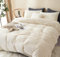 Freyamy Peluche Housse de Couette 220x240+2 Taie d'oreiller 65x65cm Beige Shaggy Furry Faux Fur Parure de lit 2 Personnes Adulte Flanelle Fuzzy Linge de lit avec Fermeture Éclair Hiver Chaude
