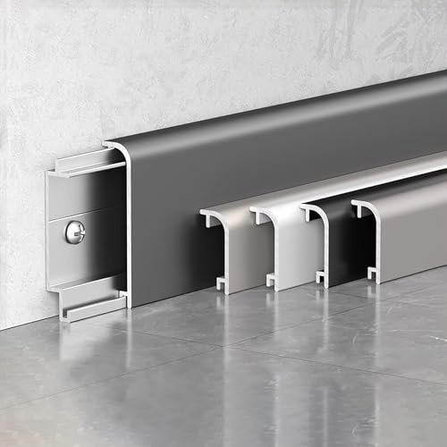 Raouoae Aluminium-Sockelleisten 125 cm* 4 Stück Laminatleisten Für Dekorativen Wand Und Bodenabschluss Raum(Option 3,Height: 4cm)
