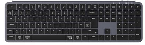 Keychron B6 Pro Quiet Key Full Size Ultra-Slim Wireless Keyboard, ZMK Programmable Bluetooth 5.1/2.4 GHz/Wired with Ultra-Long Battery Life Low Profile for Mac Win Linux System - Space Gray(UK Layout)
