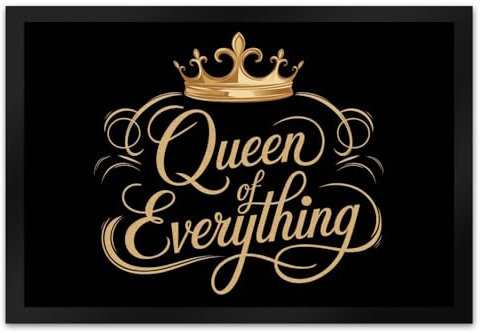 speecheese Goldene Krone Queen of Everything Fußmatte XL in 40x60 cm Lustige Türmatte mit Spruch für selbstbewusste Frauen