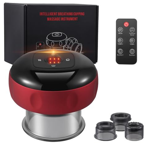 QCXWCJWD Smart Breathing Set Suck Cup, Electric Cupping Therapy Set for Body Reduce Muscle Pain, 12 Levels and 3 Suction Modes, Adjustable Massage Suction Cups Set for Officer Homeworker
