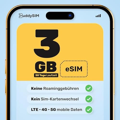 BuddySIM – eSIM USA – Für iPhone & Android Smartphones - Digitale SIM-Karte ohne Vertrag – 5G LTE Highspeed Daten – Aktivierung via QR Code in 30 Sek. – Keine Roaming-Gebühren – USA SIM Karte 30 Tage