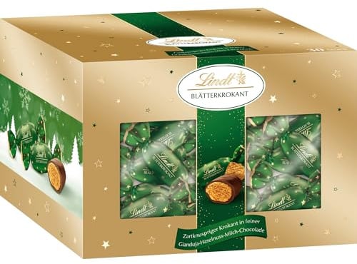 Lindt Schokolade | Blätterkrokant Doppeldreh Vollmilch, 450g Box, Geschenk | Weihnachtsschokolade, 25 Doppeldreh, Gianduja-Nuss-Vollmilch Schokolade, Zartknuspriger Krokant, zum Teilen & Verschenken