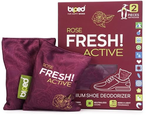 biped FRESH! ACTIVE - Schuhdeo gegen Geruch und Schweiß - Schuhtrockner Deo Kissen mit einzigartigen Düften oder PURE ohne Duftöl - Schuh Geruchsentferner mit Bambus Aktivkohle z2926(ROSE)