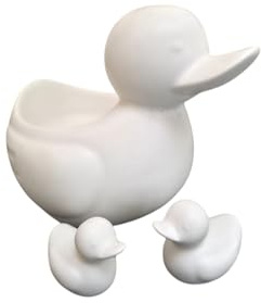 Paint Your Own Duck Pottery Kit, 14.9 x 11.7 cm Large Duck with 2 Small Ducks, 4 Colours with Brush, Plater of Paris,Ready to Paint Pottery,Duck Pottery,Cute Animal Pottery,Bathtub Duck,Duck Gifts