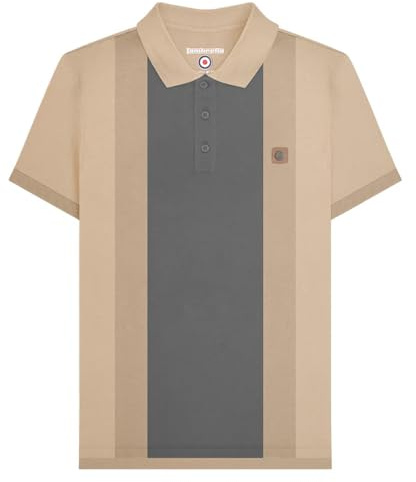 Lambretta Mens Vintage Short Sleeve Polo Shirt (UK, Alpha, L, Regular, Regular, Stone)