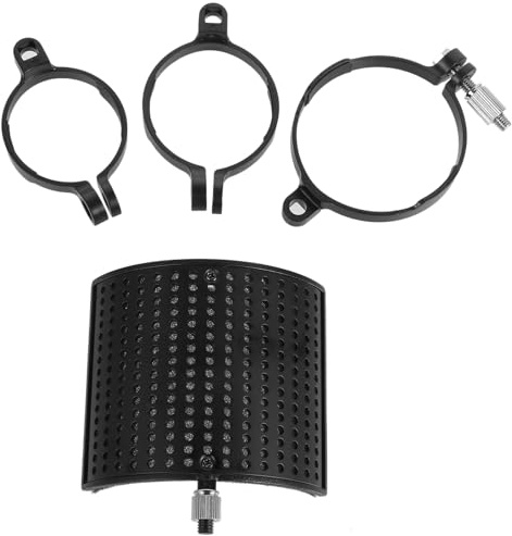 U-förmiger Mikrofon Popfilter aus Kunststoff Schützt vor Speichel | Einfach zu Montieren, für Aufnahmen mit Mikrofon, Schwarze Abdeckung, Wind und Atemstörungen