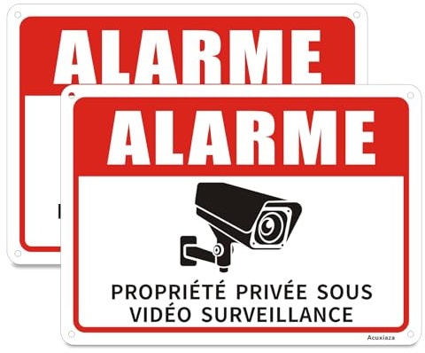 Acuxiaza 2 Pièces Panneau Alarme Vidéo Surveillance, 25 * 18 cm Panneau Maison sous Vidéo Surveillance, Aluminium Réfléchissant Panneaux Propriété Privée, Résistant aux UV, Imperméable
