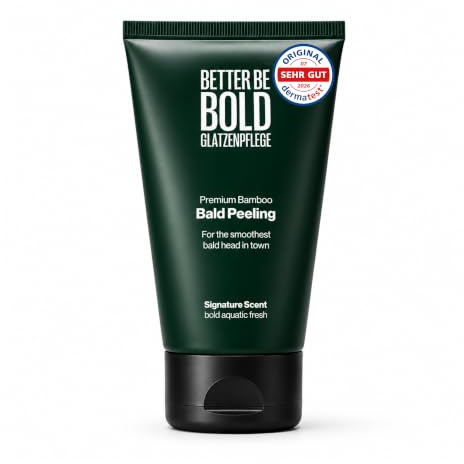 BETTER BE BOLD – Glatzenpeeling mit Bambusfasern – Sanftes Kopfhaut-Peeling gegen Talg & Schuppen – Mit Panthenol & Vitamin E – 99 % natürlich – Vegan – Anti-Shine – Rasurvorbereitung – 150 ml