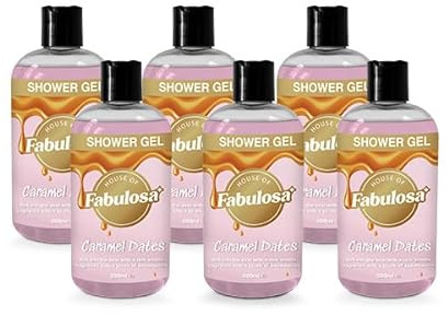 Fabulosa Shower Gel, Scented Body Wash, Washes and Refreshes Skin, Cleaner and Freshener, Fragranced Body Wash for Women, Children and Men, 6 Pack, 500ml, Caramel Dates