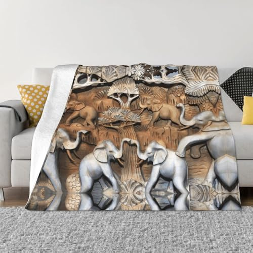 QAZWZML Sofaüberwurf mit Natur-Elefanten-Muster, warmer, dekorativer Überwurf, geeignet für Sofas und Betten, erhältlich in 4 Größen: 127 x 101,6 cm
