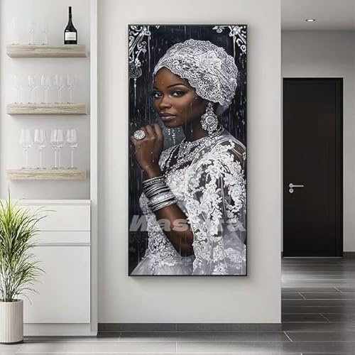 Peinture Numero Adulte Afrique Peinture par Numero Adulte reine, Paint By Numbers for Adults Débutant, DIY D'art Kit Peinture Numero Enfant pour Décor Maison Murale, 35x70 cm/14x28 Inch, Sans Cadre