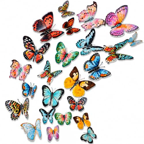 GEEHUA 36PCS Butterflies Wall Sticker, 3D Butterflies Wall Decal 36 Styles | Waterproof Butterflys Stickers 3D Butterfly Decoration Girls Room Walls Decals for Bedroom Wedding Cake Party Flower Decor