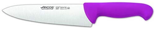 Arcos Serie 2900 - Cuchillo Cocinero - Hoja de Acero Inoxidable Nitrum de 200 mm - Mango inyectado en Polipropileno Color Fucsia