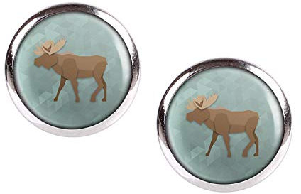 Mylery Ohrstecker Paar mit Motiv Rentier Elch Schweden Hirsch Geweih Origami silber 12mm