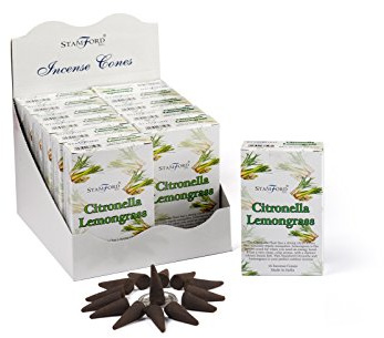 STAMFORD Citronella & Lemon Grass Incense Cone, Black, 12 x 15 Pack