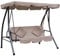 Outsunny Outdoor 2-in-1 Swing Chair Lounger 3 Seater Garden Swing Seat Bed Hammock Bed Convertible Tilt Canopy W/Cushion, Beige