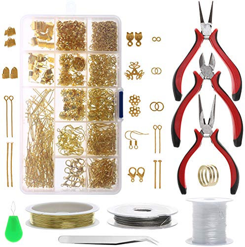 Yizunnu Starter-Set zur Schmuckherstellung, Reparaturwerkzeug-Set, Basteln gold