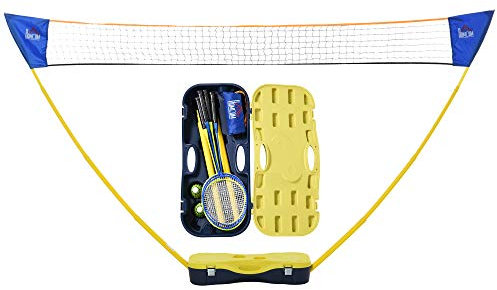 HOMCOM 2.8m Portable Folding Badminton Net Set with 4 Badminton Rackets and 2 Nylon Shuttlecocks, for Adults Kids Indoor Outdoor Exercise Training