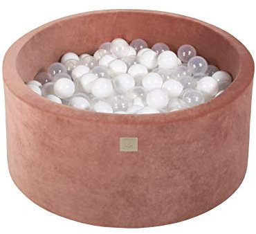 MEOWBABY Piscine à Balle pour bébé – Piscine à balles Douce en Velours 90x40cm avec 300 balles – Fosses a Boules pour Enfants, Rouge Marsala