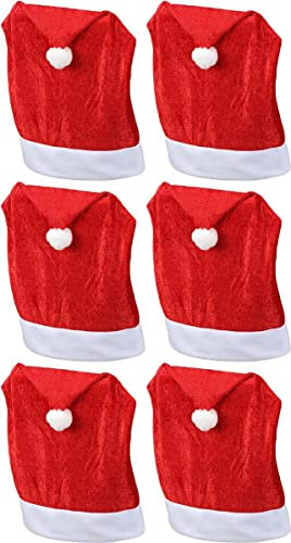Novaliv Weihnachten Stuhlhussen 6er Set I Samt I Rot I Nikolausmütze I Stuhlbezüge Esszimmer Weihnachtsdeko Weihnachtsmütze Sesselüberzug Husse für Schwingstuhl