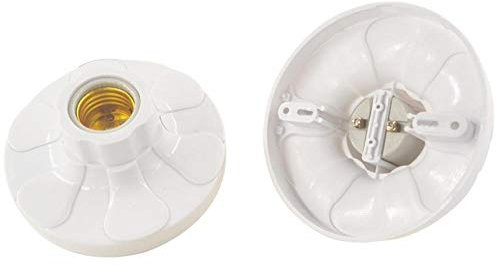 Arandela Roscada Y Lámpara Portalámpara5Pcs 12Cm Redondo E27 Portalámparas Plano Montado En La Superficie Del Zócalo De Tornillo, Portalámparas Led Montado En Plano, 220V Blanco-Pa