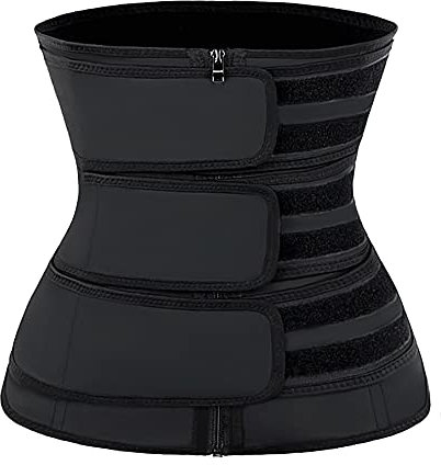 YIANNA Taillentrainer für Damen, Latex-Unterbrustgürtel, JSculpt, doppelter Trainingsgürtel, Workout, Sport, Girdle, D-Black (Triple Straps), XX-Large