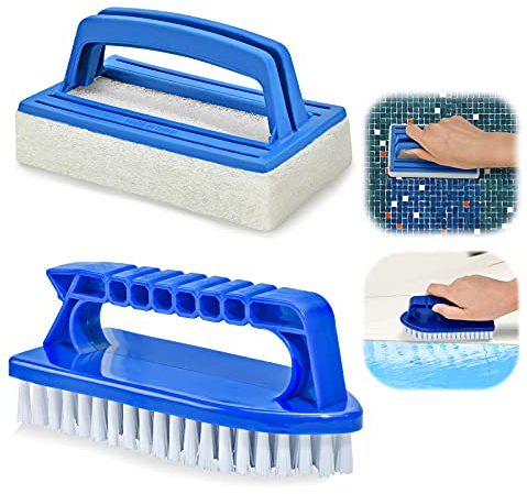 Dereine Pool Bürsten Set 2 Stück Reinigungspad Schwamm Algenbürste Reinigungsbürste Handschrubber Geeignet zum Reinigen von Schmutz und Moos für Spa, Kleines Schwimmbad, Badewannen