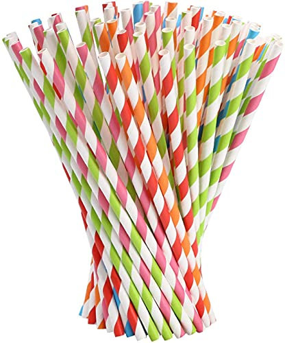 Lot de 200 pailles en papier, couleur aléatoire