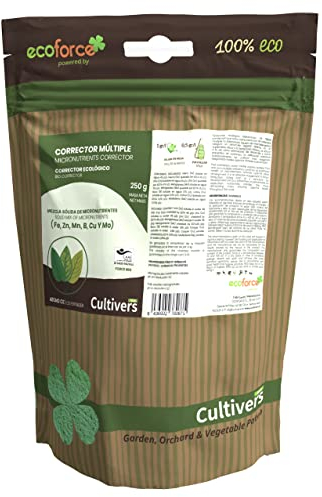 CULTIVERS Multiple Mangelbeseitigender Dünger 250 g Bio für Pflanzen. Eisen, Mangan, BOR, Magnesiumoxid, Kupfer, Molybdän gemischt mit EDTA. 100% natürlicher Dünger.