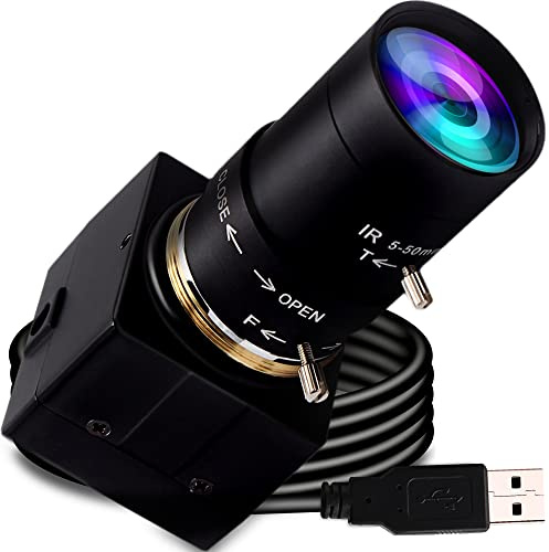 G Varifocal USB Kamera 2MP 10X optischer Zoom Webcam,5-50mm Varifocus Webkamera,Full HD 1080P Varifocal Objektiv Webcam mit IMX323 Sensor,Fokus einstellbare Webcam 0,01LUX Kamera Webcam