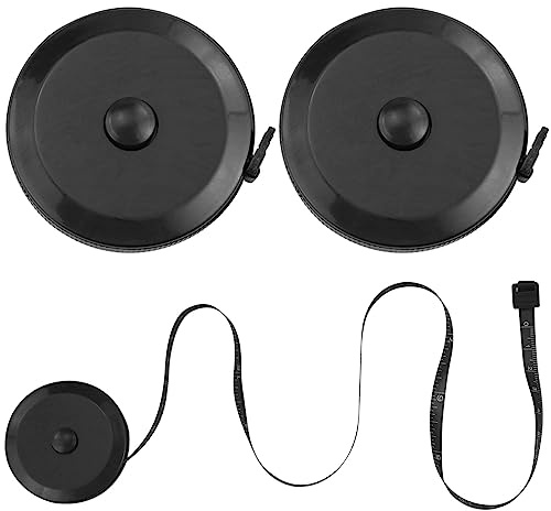2 Stück einziehbares rundes schwarzes doppelseitiges Körpermaßband / Lineal Nähtuch Tailor Tape weiches Klebeband 150 cm und 150 cm doppelseitiges Design schwarz