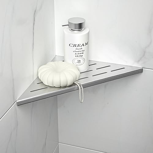 Bernkot Eck Duschregal, Edelstahl 304 Badezimmerregal aus Stahl für geflieste Wände, Einbauregal für die Badrenovierung (gebürstet, 254mm)