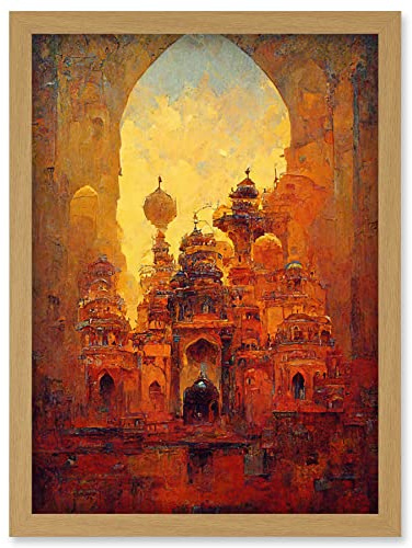 Doppelganger33 LTD Visions Of Petra Arabic Cityscape Oil Artwork Framed Wall Art Print A4