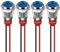 GUUZI 10mm Voyant LED 12-24V Signal Lumineux étanche Panneau Métallique Voyant LED Montage sur Panneau Tête Plate avec Fils Coque Argentée (Bleu, 4 Pièces)